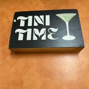 Black and Green Martini Time Decorative Sign